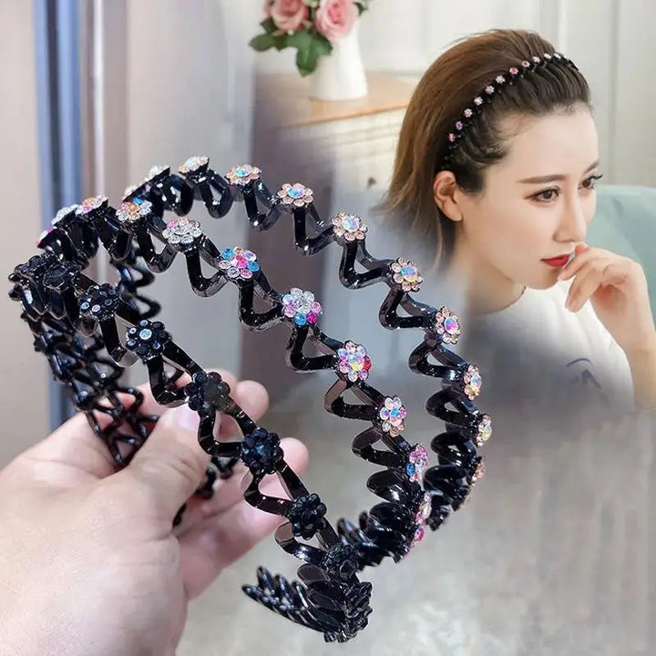 Fashion Pearl Non-slip Rhinestone Elastic Hair Bands Flower Women