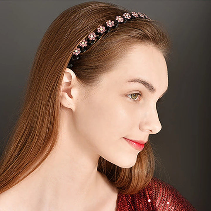 Fashion Pearl Non-slip Rhinestone Elastic Hair Bands Flower Women