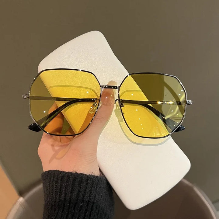 Women's Large Square Metal Photochromic Sunglasses