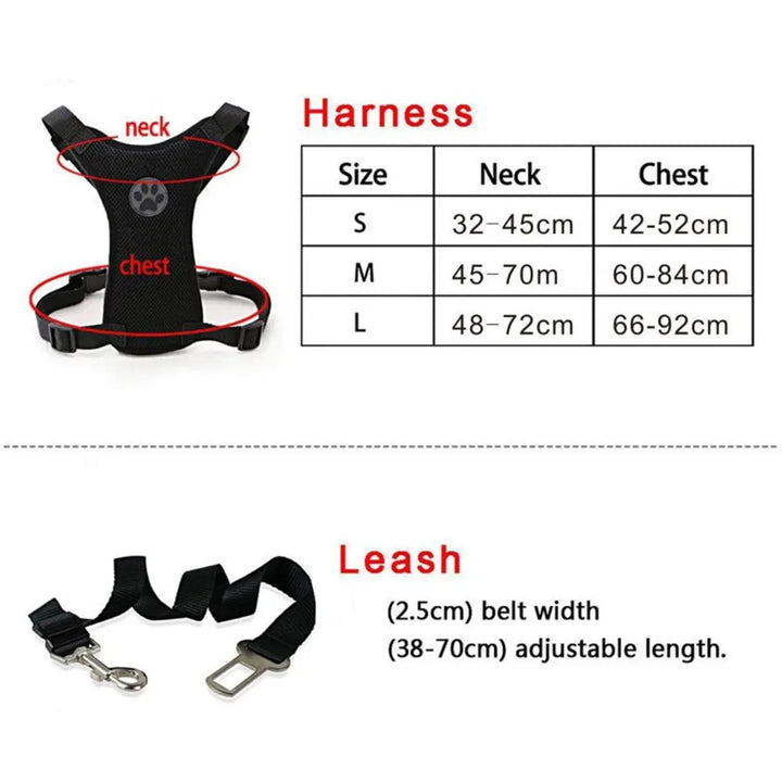 Dog seat belt, chest strap