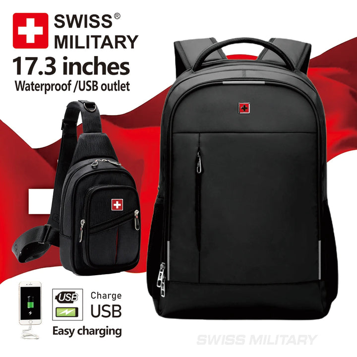 Swiss Military Backpack 17 Inch Waterproof with USB