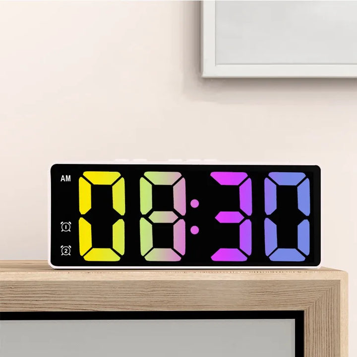 LED Alarm Clock Electronic Digital Clock Voice Control 12/24H