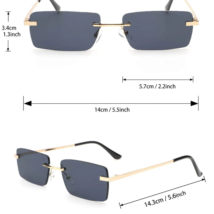 1PC Unisex Plastic Square Frame Fashio Rimless Sunglasses For Outdoor Beach Party