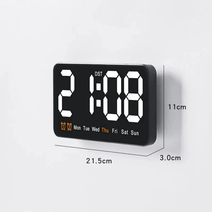 Digital Wall Clock with Voice Control, Temperature, Weekday, Snooze, Table Clock, 12/24 Hours