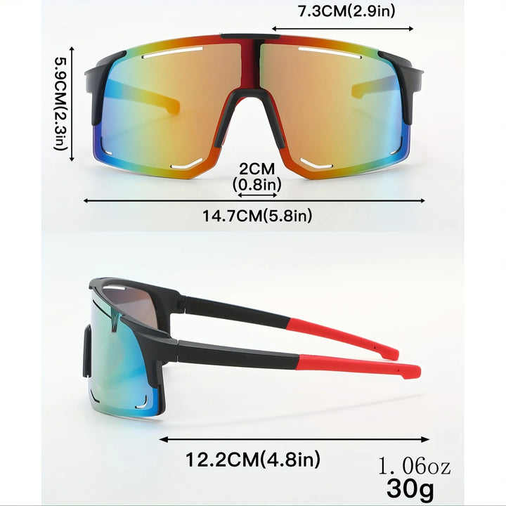 Wraparound sports sunglasses for women and men, for cycling, fishing, skiing.