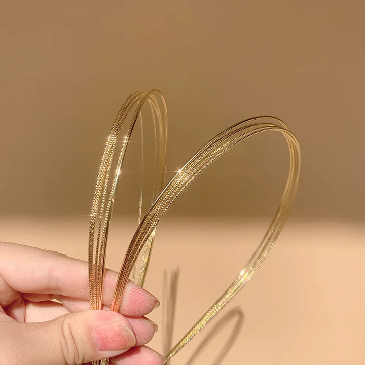 New Gold Thin Hair Bands for Women Multilayer Alloy Hair Hoop