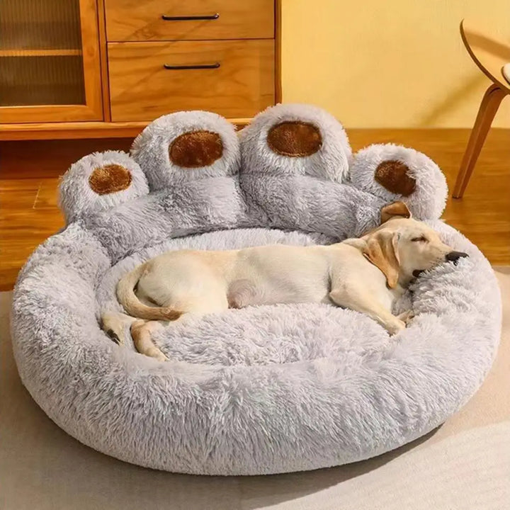 Pet Nest Plush Premium Cotton Filling Cozy Paw Shaped Bed