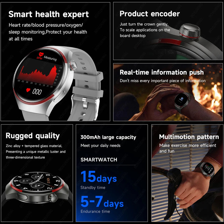 GT4 Pro GPS NFC Smart Watch AMOLED HD Screen Heart Rate Bluetooth Call IP68 Waterproof