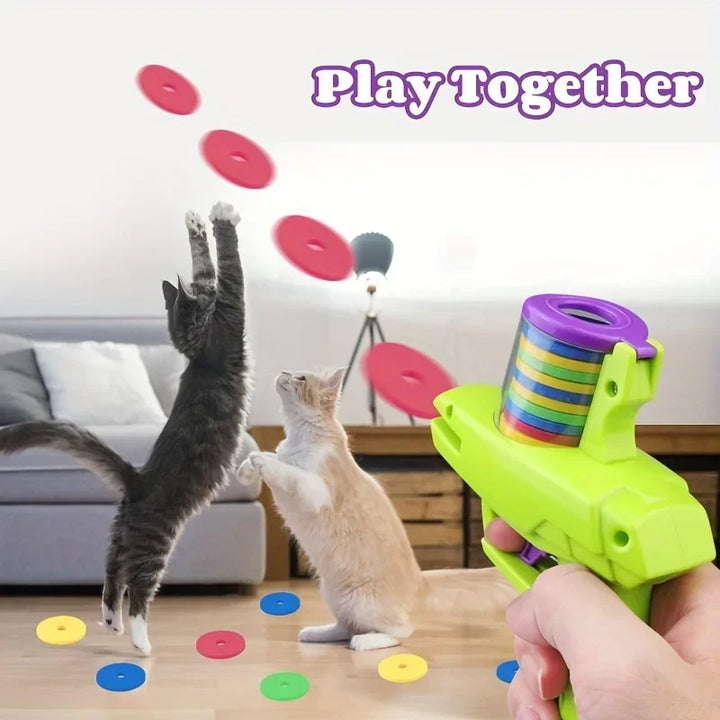 Funny Cat Toys, Creative Turnip Gun with 15pcs Frisbee