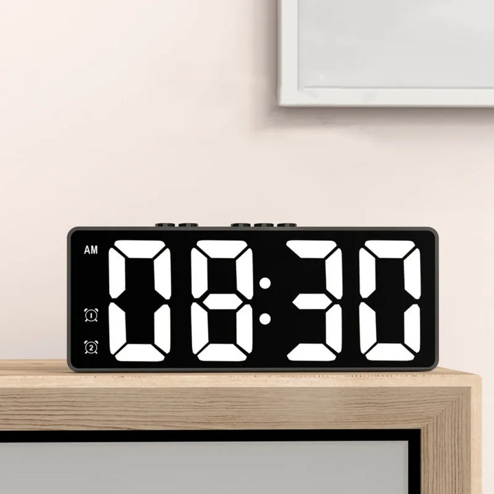 LED Alarm Clock Electronic Digital Clock Voice Control 12/24H