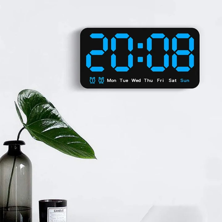 Digital Wall Clock with Voice Control, Temperature, Weekday, Snooze, Table Clock, 12/24 Hours