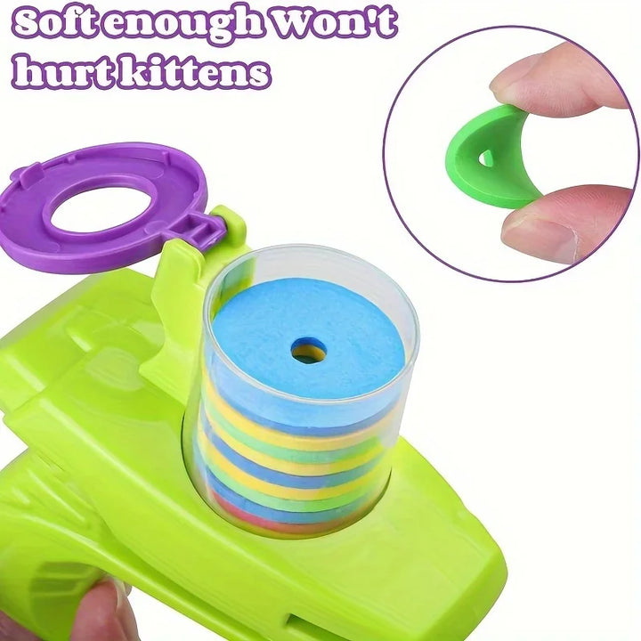 Funny Cat Toys, Creative Turnip Gun with 15pcs Frisbee