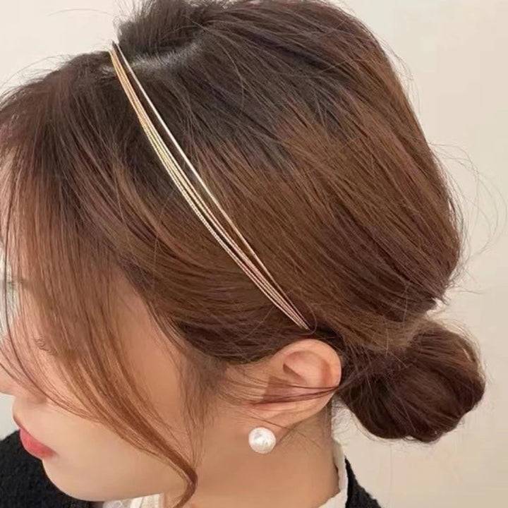 New Gold Thin Hair Bands for Women Multilayer Alloy Hair Hoop