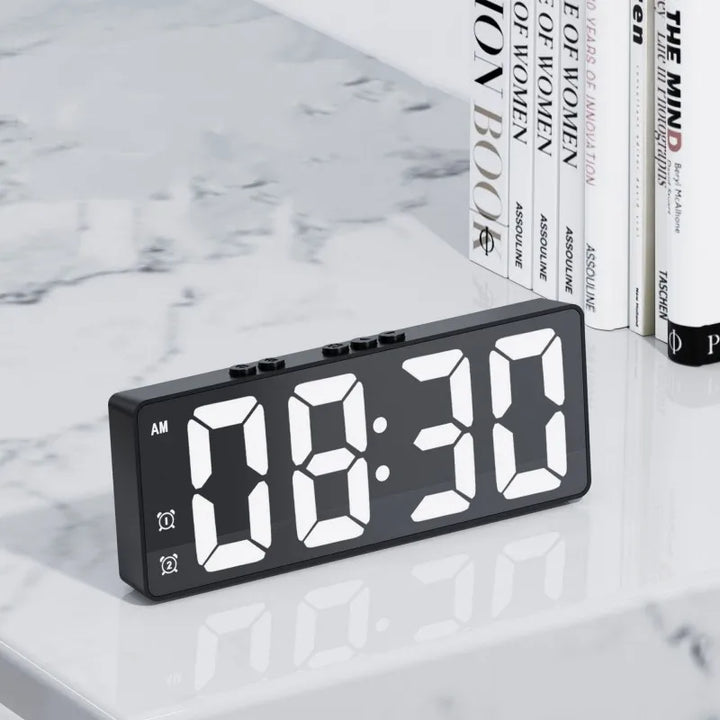 LED Alarm Clock Electronic Digital Clock Voice Control 12/24H