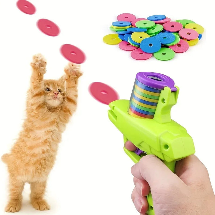 Funny Cat Toys, Creative Turnip Gun with 15pcs Frisbee