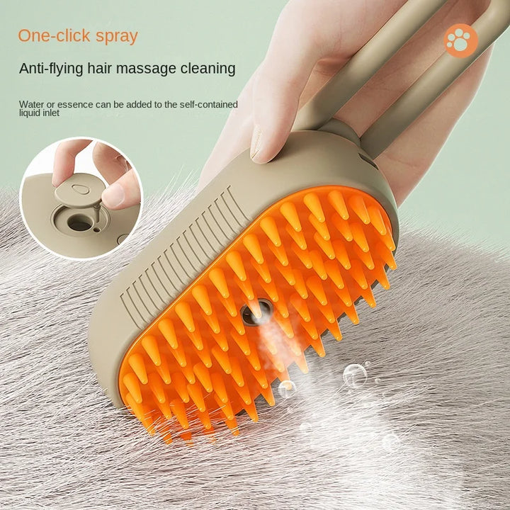 Steam brush for cats and dogs