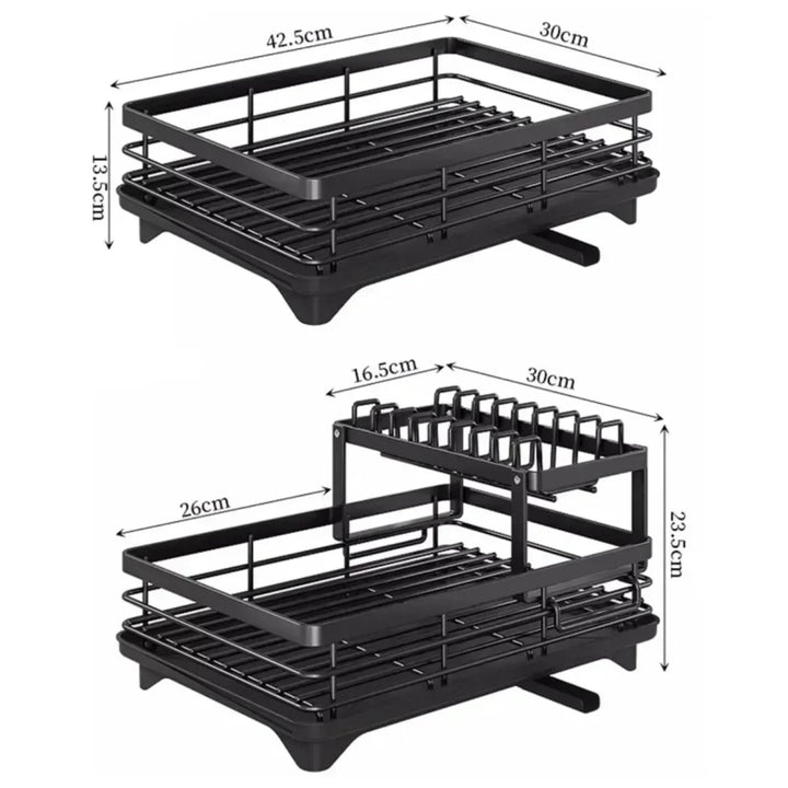 Stainless steel dish drainer.